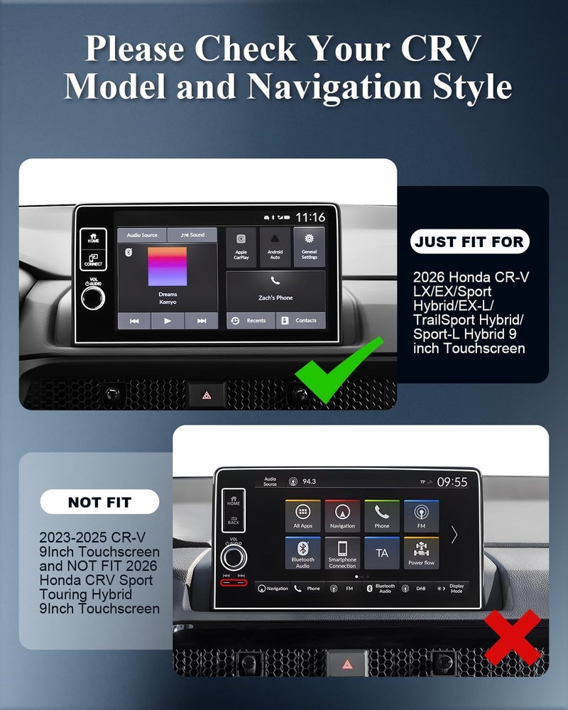 BIBIBO for 2026 Honda CRV Screen Protector 2026 Honda CR-V (LX/EX/Sport Hybrid/EX-L/TrailSport Hybrid/Sport-L Hybrid )9" Touchscreen [Tempered Glass Anti-Scratch Ultra-Clear] Honda CRV Accessories 2026 - Image 3